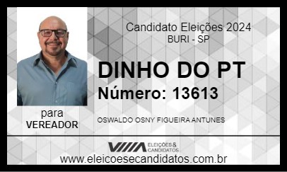 Candidato DINHO DO PT 2024 - BURI - Eleições