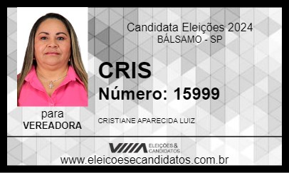 Candidato CRISTIANE LUIZ 2024 - BÁLSAMO - Eleições