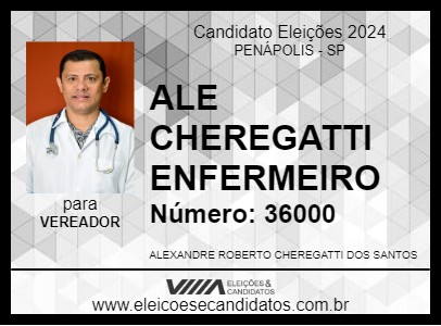 Candidato ALE CHEREGATTI ENFERMEIRO 2024 - PENÁPOLIS - Eleições