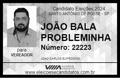 Candidato JOÃO BALA PROBLEMINHA 2024 - SANTO ANTÔNIO DE POSSE - Eleições