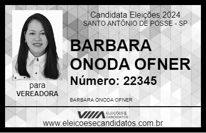 Candidato BARBARA ONODA OFNER 2024 - SANTO ANTÔNIO DE POSSE - Eleições