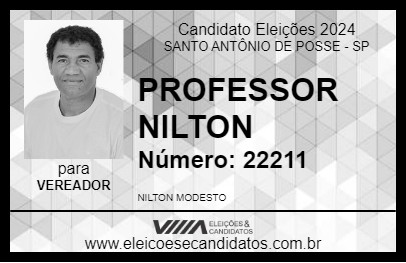 Candidato PROFESSOR NILTON 2024 - SANTO ANTÔNIO DE POSSE - Eleições