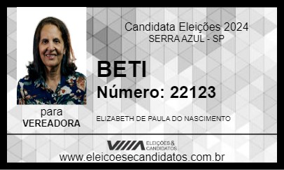 Candidato BETI 2024 - SERRA AZUL - Eleições