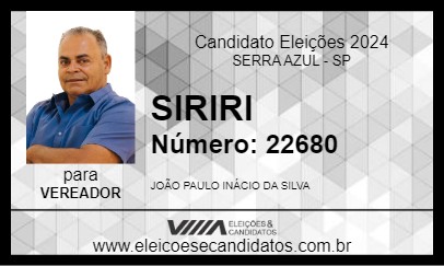 Candidato SIRIRI 2024 - SERRA AZUL - Eleições