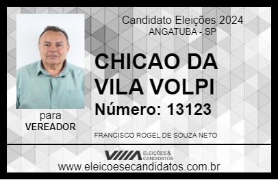 Candidato CHICAO DA VILA VOLPI 2024 - ANGATUBA - Eleições