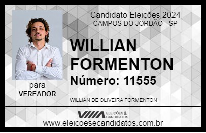 Candidato WILLIAN FORMENTON 2024 - CAMPOS DO JORDÃO - Eleições