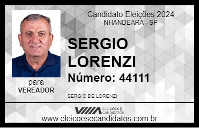 Candidato SERGIO LORENZI 2024 - NHANDEARA - Eleições