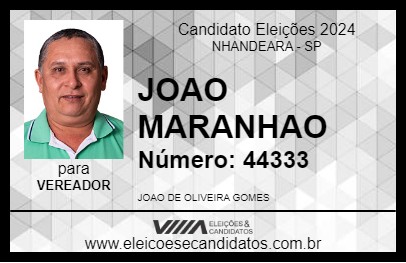 Candidato JOAO MARANHAO 2024 - NHANDEARA - Eleições