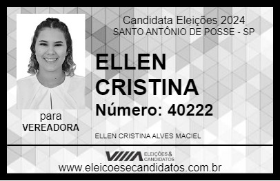 Candidato ELLEN CRISTINA 2024 - SANTO ANTÔNIO DE POSSE - Eleições