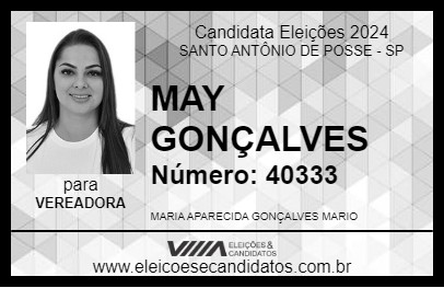 Candidato MAY GONÇALVES 2024 - SANTO ANTÔNIO DE POSSE - Eleições