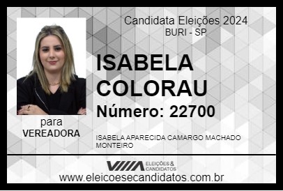 Candidato ISABELA COLORAU 2024 - BURI - Eleições