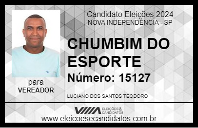 Candidato CHUMBIM DO ESPORTE 2024 - NOVA INDEPENDÊNCIA - Eleições