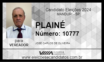 Candidato PLAINÉ 2024 - MANDURI - Eleições