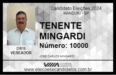 Candidato TENENTE MINGARDI 2024 - MANDURI - Eleições