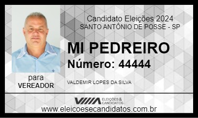 Candidato MI PEDREIRO 2024 - SANTO ANTÔNIO DE POSSE - Eleições