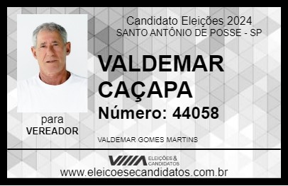 Candidato VALDEMAR CAÇAPA 2024 - SANTO ANTÔNIO DE POSSE - Eleições