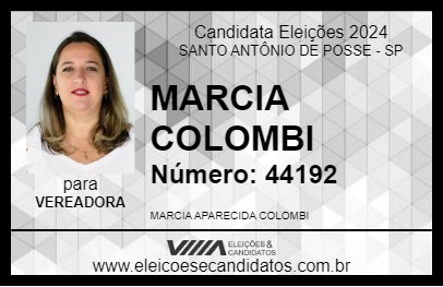 Candidato MARCIA COLOMBI 2024 - SANTO ANTÔNIO DE POSSE - Eleições