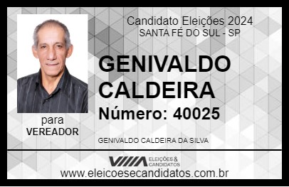 Candidato GENIVALDO CALDEIRA 2024 - SANTA FÉ DO SUL - Eleições