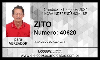 Candidato ZITO 2024 - NOVA INDEPENDÊNCIA - Eleições