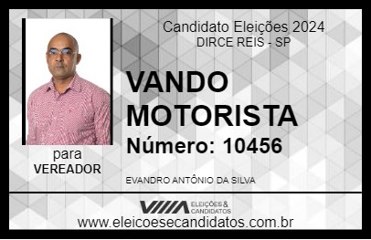 Candidato VANDO MOTORISTA 2024 - DIRCE REIS - Eleições