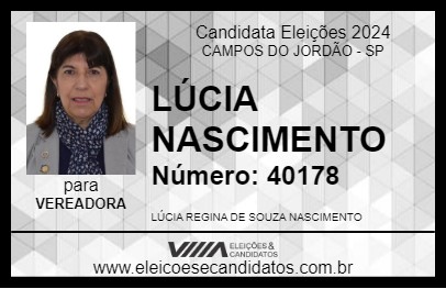 Candidato LÚCIA NASCIMENTO 2024 - CAMPOS DO JORDÃO - Eleições