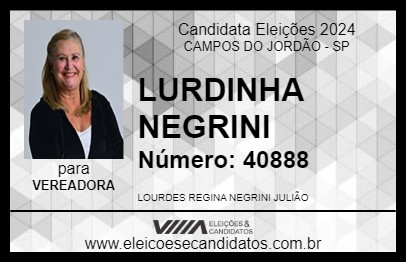 Candidato LURDINHA NEGRINI 2024 - CAMPOS DO JORDÃO - Eleições