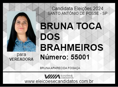 Candidato BRUNA TOCA DOS BRAMEIROS 2024 - SANTO ANTÔNIO DE POSSE - Eleições