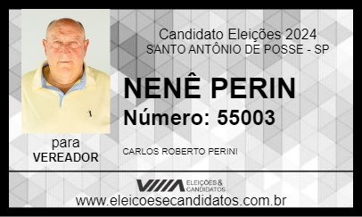 Candidato NENÊ PERIN 2024 - SANTO ANTÔNIO DE POSSE - Eleições