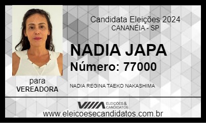 Candidato NADIA JAPA 2024 - CANANÉIA - Eleições