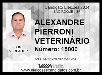 Candidato ALEXANDRE PIERRONI VETERINÁRIO 2024 - SÃO ROQUE - Eleições