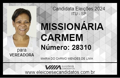 Candidato MISSIONÁRIA CARMEM 2024 - ITU - Eleições