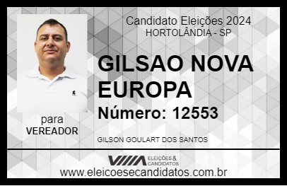 Candidato GILSAO NOVA EUROPA 2024 - HORTOLÂNDIA - Eleições