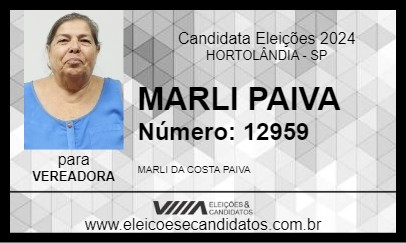 Candidato MARLI  PAIVA 2024 - HORTOLÂNDIA - Eleições