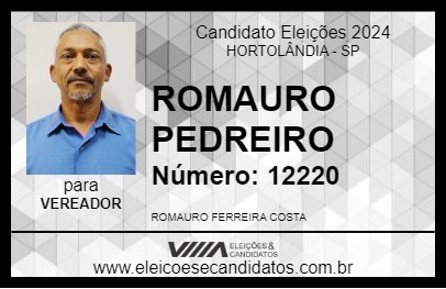 Candidato ROMAURO PEDREIRO 2024 - HORTOLÂNDIA - Eleições