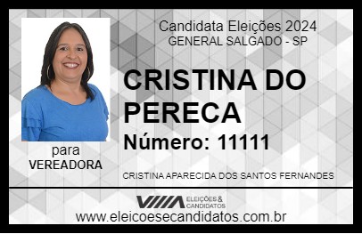 Candidato CRISTINA DO PERECA 2024 - GENERAL SALGADO - Eleições