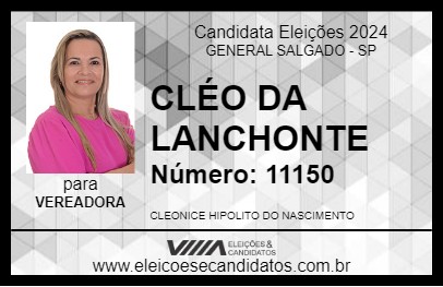 Candidato CLÉO DA LANCHONTE 2024 - GENERAL SALGADO - Eleições