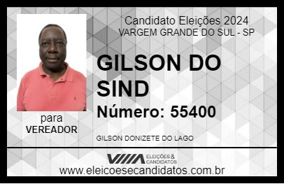 Candidato GILSON DO SIND 2024 - VARGEM GRANDE DO SUL - Eleições