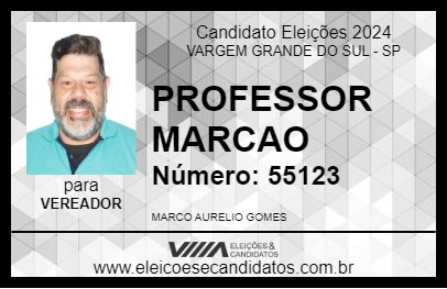 Candidato PROFESSOR MARCAO 2024 - VARGEM GRANDE DO SUL - Eleições