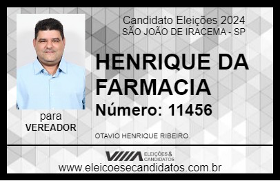 Candidato HENRIQUE DA FARMACIA 2024 - SÃO JOÃO DE IRACEMA - Eleições