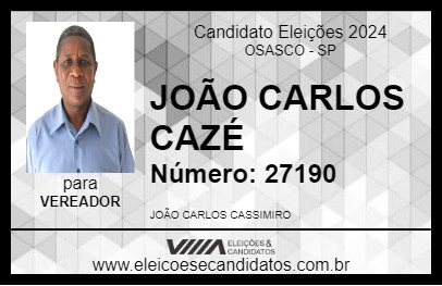 Candidato JOÃO CARLOS CAZÉ 2024 - OSASCO - Eleições