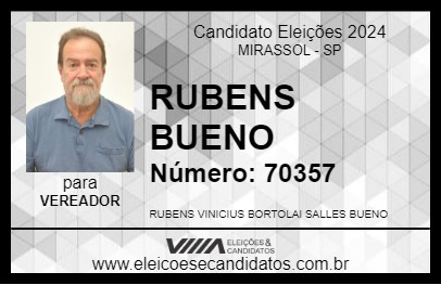 Candidato RUBENS BUENO 2024 - MIRASSOL - Eleições