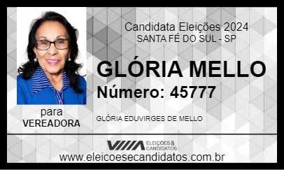 Candidato GLÓRIA MELLO 2024 - SANTA FÉ DO SUL - Eleições