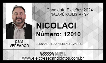 Candidato NICOLACI 2024 - NAZARÉ PAULISTA - Eleições