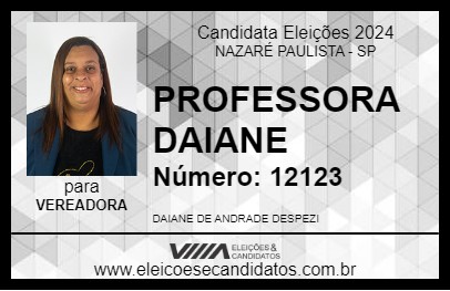 Candidato PROFESSORA DAIANE 2024 - NAZARÉ PAULISTA - Eleições