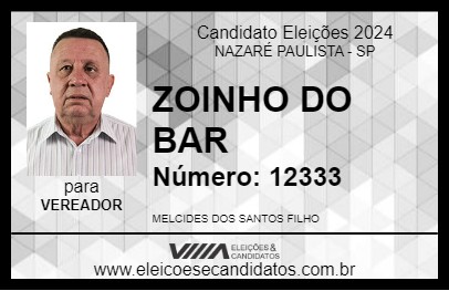 Candidato ZOINHO DO BAR 2024 - NAZARÉ PAULISTA - Eleições