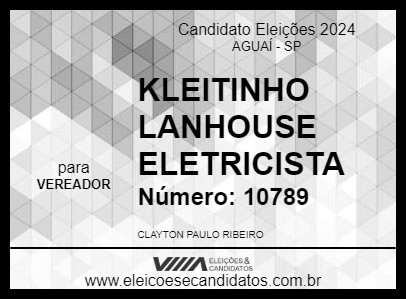 Candidato KLEITINHO LANHOUSE ELETRICISTA 2024 - AGUAÍ - Eleições