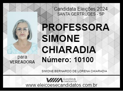 Candidato PROFESSORA SIMONE CHIARADIA 2024 - SANTA GERTRUDES - Eleições