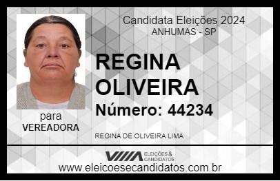 Candidato REGINA OLIVEIRA 2024 - ANHUMAS - Eleições