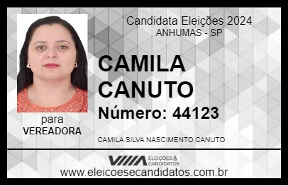 Candidato CAMILA CANUTO 2024 - ANHUMAS - Eleições