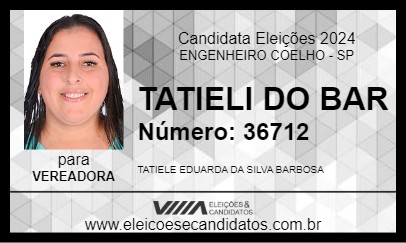 Candidato TATIELI DO BAR 2024 - ENGENHEIRO COELHO - Eleições